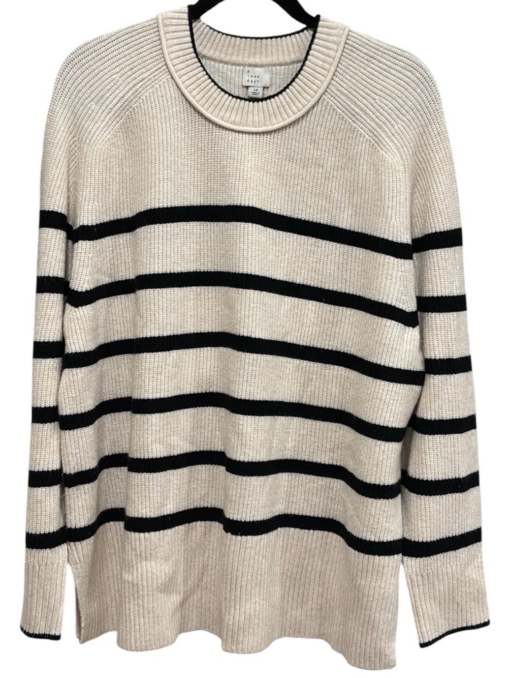 A New Day Striped Crewneck Sweater in Cream and Black